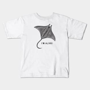 Manta Ray - I'm Alive! - marine animal design - on white Kids T-Shirt